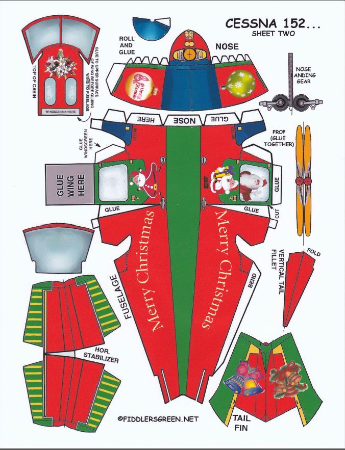 Paper model of a cessna flown by s nick claus